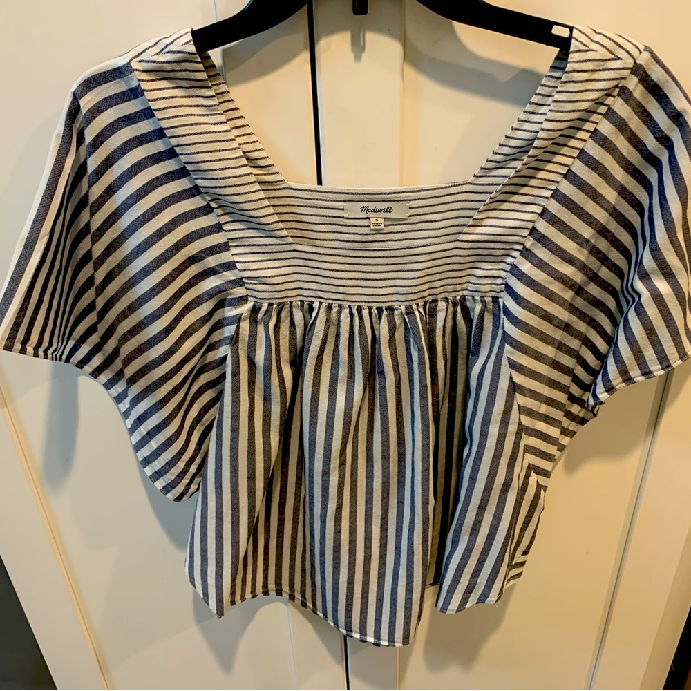 Madewell top size small with square neckline, stripes